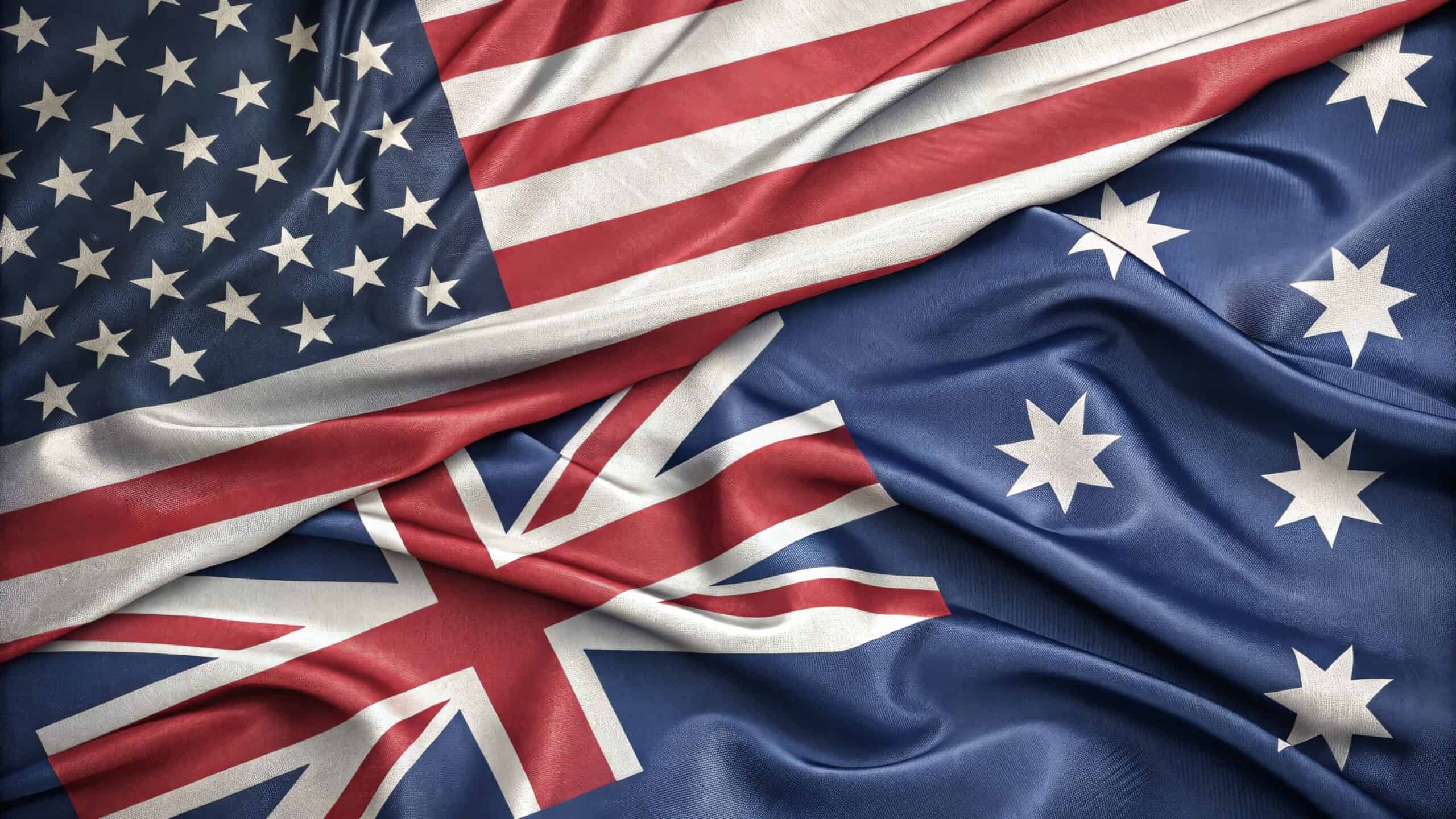 Close-Up of United States and Australia Flags Side by Side