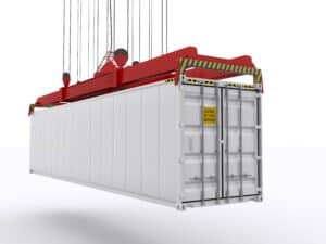 Shipping Container being lifted by cables