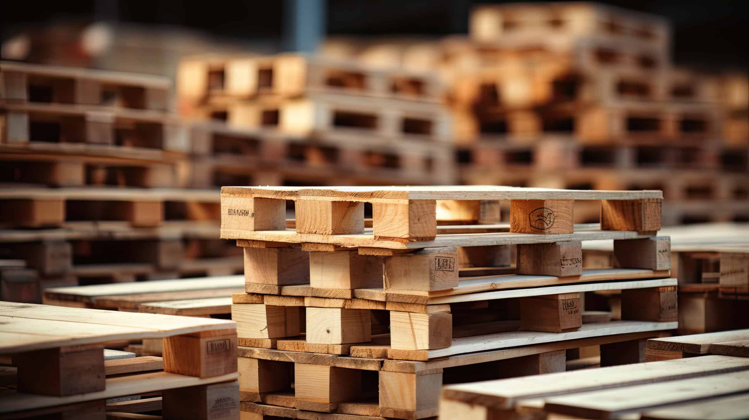 Stack of pallets in a warehouse