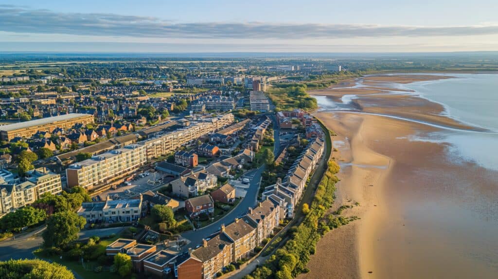 Aerial view of Colchester Hythe waterfront, Essex